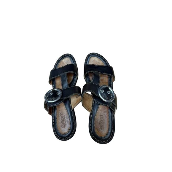 "BORN" Women's Open Toe Slip On Sandal SZ 39 (8) Wedge Heel Y2K Cottage Core - Picture 12 of 14